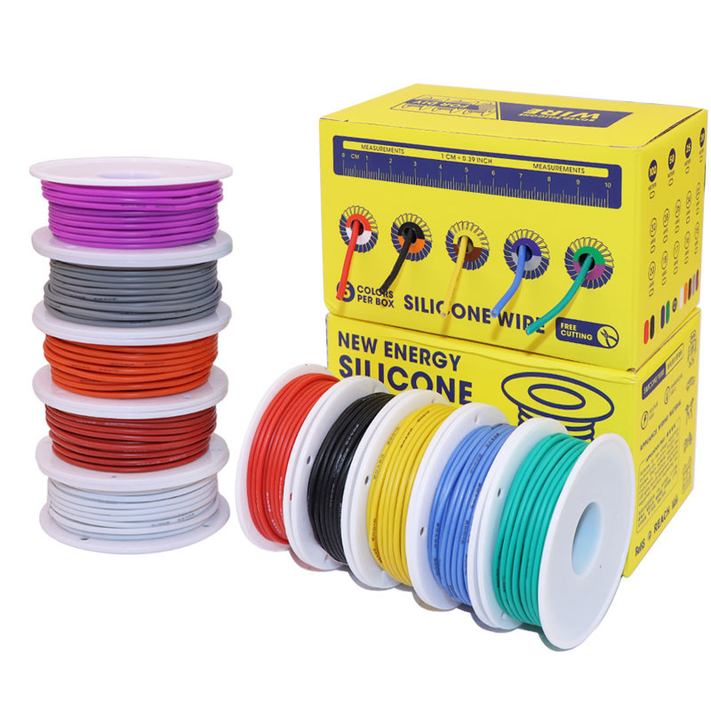 

（5 Colors Mix Kit）Silicone Wire Heat Resistant Flexible 30/28/26/24/22/20/18/16AWG Stranded Cable Electrical Tinned Copper