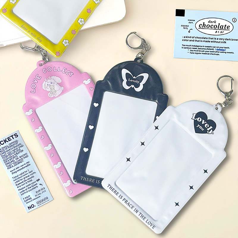 

1pc Creative Design Kpop Photocard Holder color Card Holder Keychain Photo Sleeves Bus Card Student Card Case Photo Protector