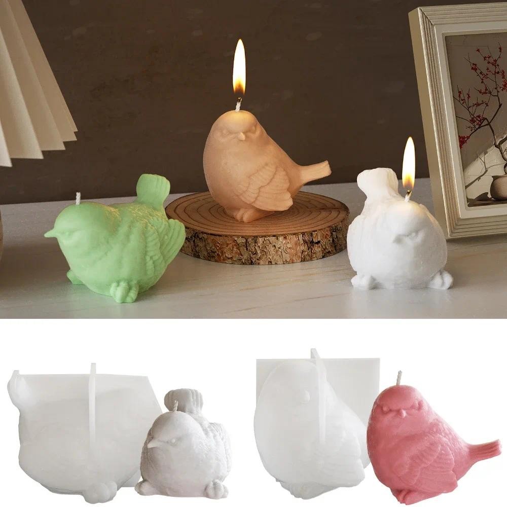 

3D Relief Bird Scented Candle Silicone Molds Lovely Animal Painting Gypsum Moulds Wing Sparrow Chocolate Making Tools Home Decor