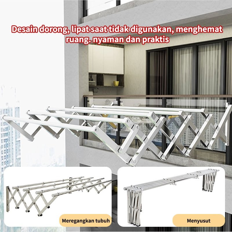 Jemuran Baju Tempel Dinding  - Rak Jemuran Pakaian Basah Lipat Rak Jemuran stainless steel Jemuran l