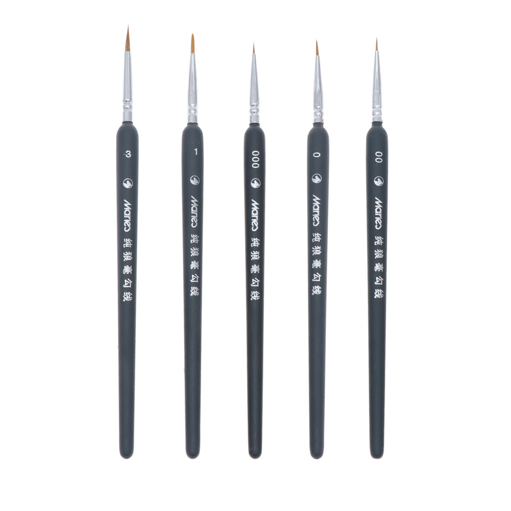 

5pcs Professional Wolf Fine Tip Detail Art Paint Brush Set Fine Detailing Painting Drawing Artist Teacher Student (000+00+0+1+3)