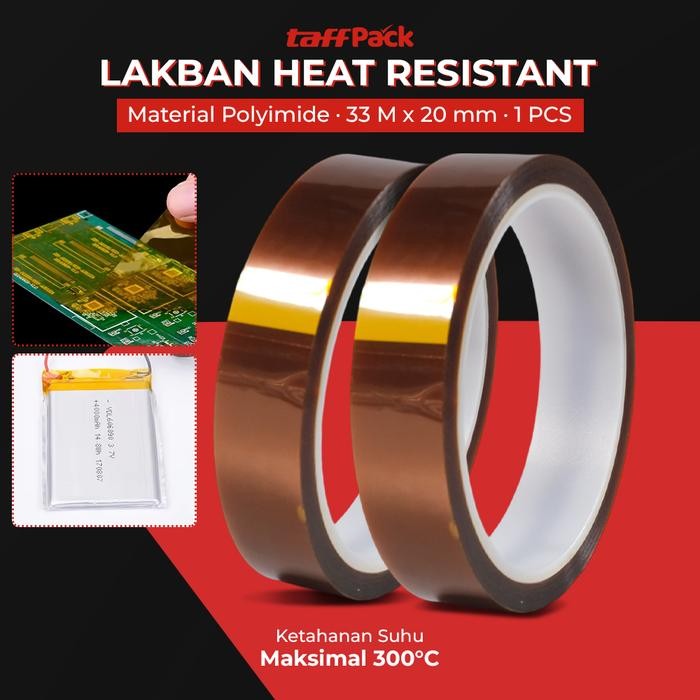 

TaffPACK Lakban Heat Resistant Polyimide High Temperature Adhesive - Coklat, 33m x 20mm