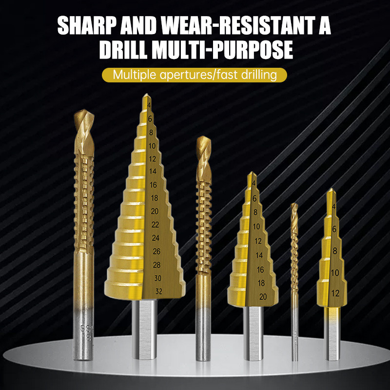 Bor Gergaji Slot Kayu Set 6 Buah Mata Bor Gagang Segitiga Set Bor Gergaji Langkah