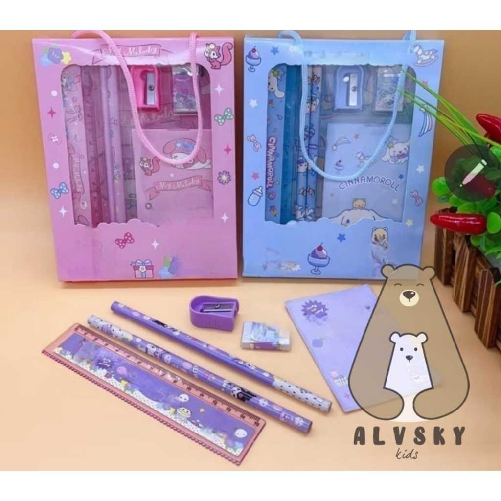 

ALVSKY PENSIL SET STATIONERY 6 IN 1 KARAKTER LUCU / ALAT TULIS SET 6 IN 1