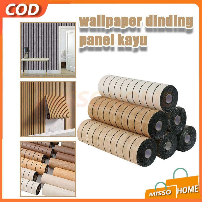 Wallpaper Dinding Wallsticker Motif Salur Kayu/Wallpaper Dinding  Wallpaper Panel Elegan/Wallpaper D