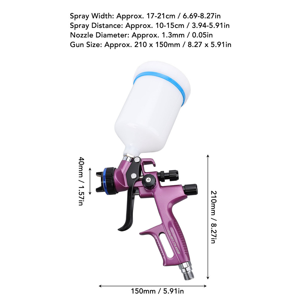 

HVLP Spray Gun Pneumatic Spray Gun Complete Versatile Lightweight Ergonomic Grip Even Painting with 1.3mm Tip for Art Projects