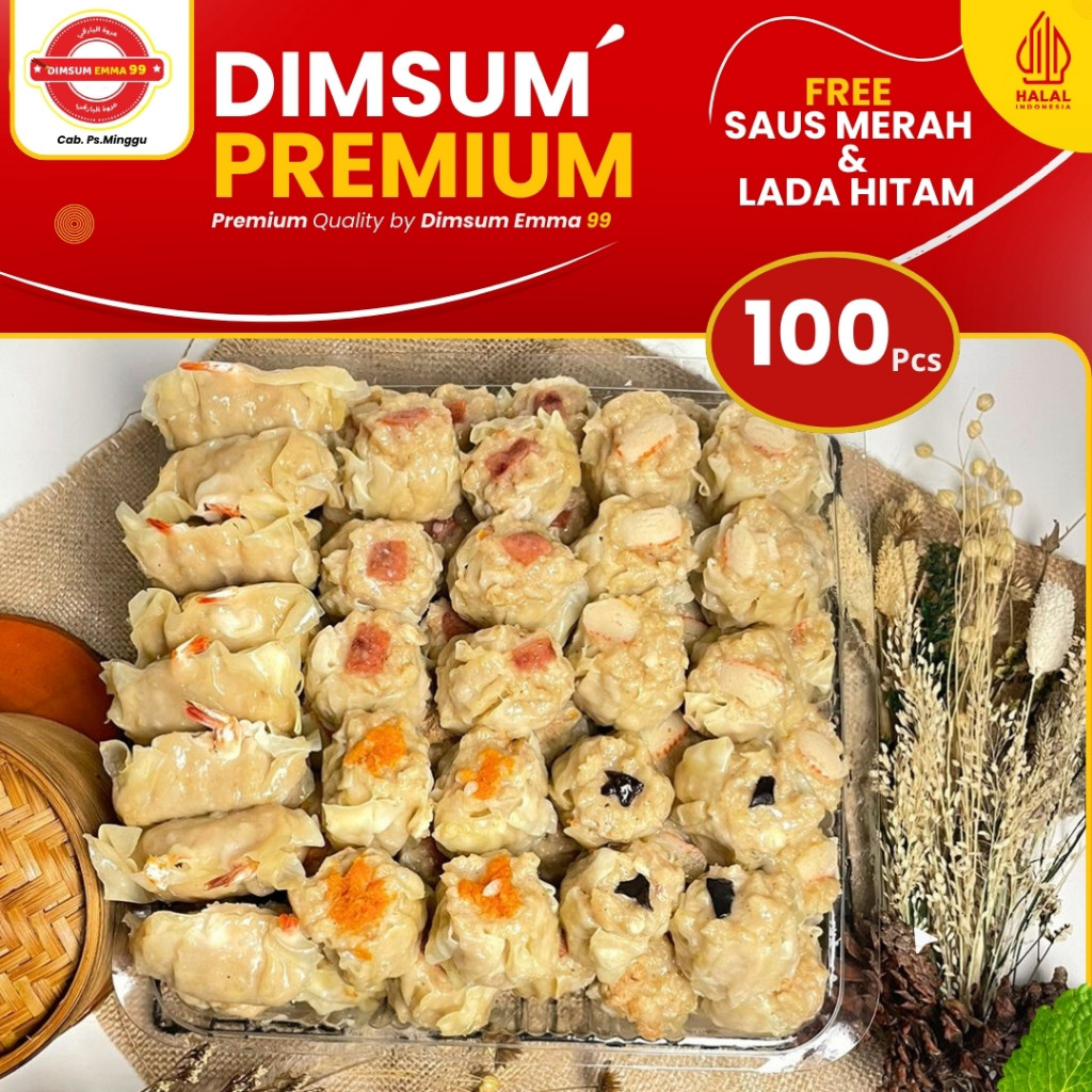 

Best Seller!! Dimsum Frozen Premium MIX isi 100 pcs Murah & Halal Free Saus Merah & Lada Hitam