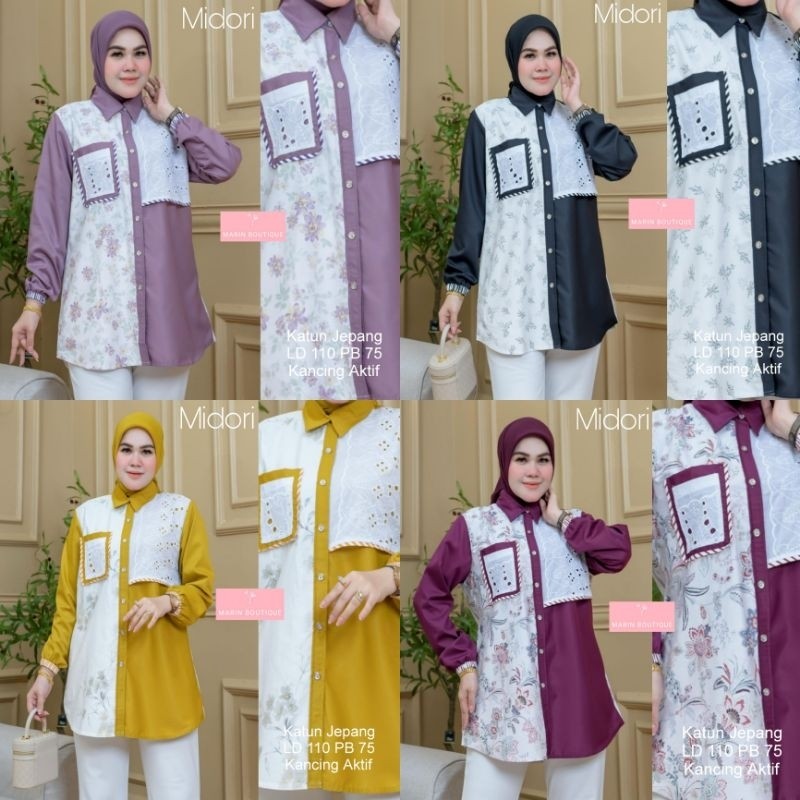 (READY) COD MIDORI RUMMI KAREENA INDRI • BAJU PREMIUM KEMEJA WANITA KATUN JEPANG ORI BY QFA • ADISA 