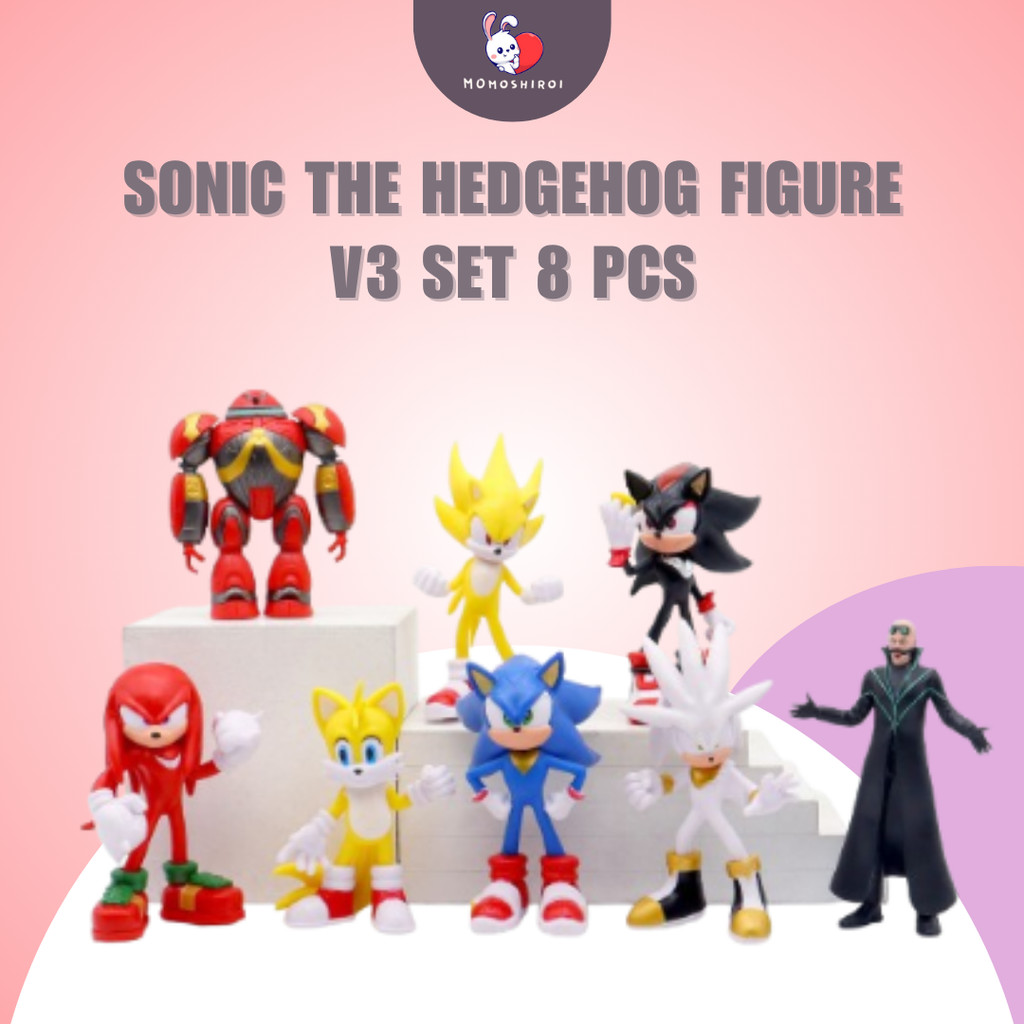 Set 8 Pcs SONIC V3 the Hedgehog Figure Sonic Shadow Knuckles Tails Sonic Figure