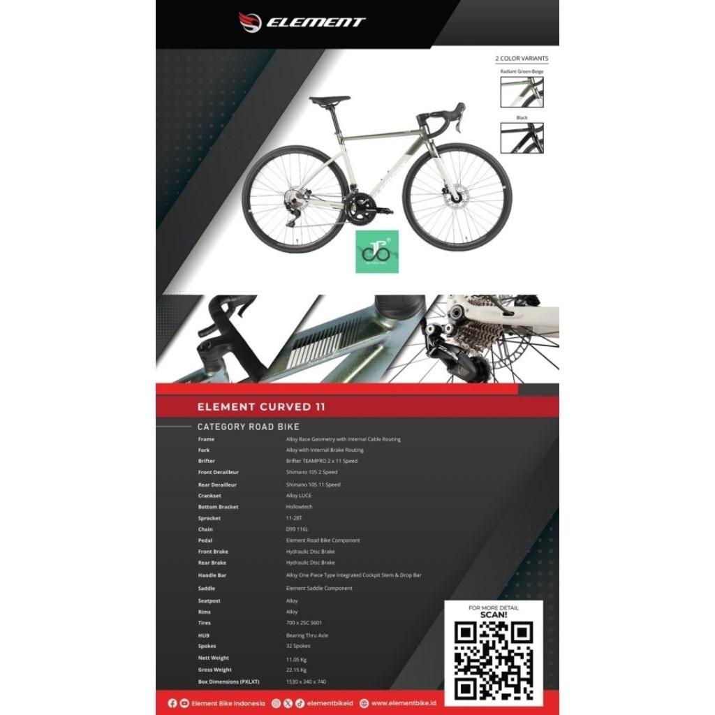 Sepeda Balap RoadBike 700c Element Curved 11speed