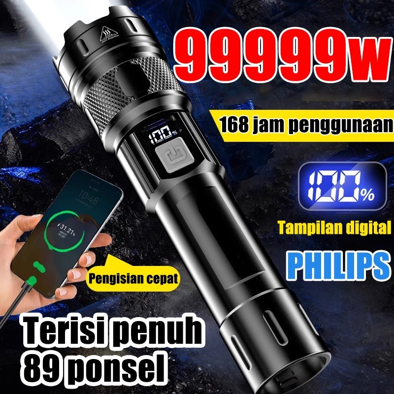 P50 Zoom Senter LED Super Terang 10000 Lumens USB Rechargeable senter kepala super terang lampu emer