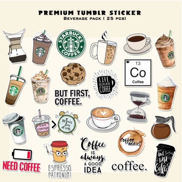 

25pcs BEVERAGE COFFEE Aesthetic Sticker Laptop Sticker HP