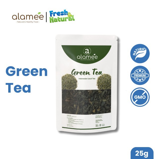 

ALAMEE Teh Hijau Green Tea Organic Kering Organik Greentea Minuman Herbal 25 gram Fresh and Natural
