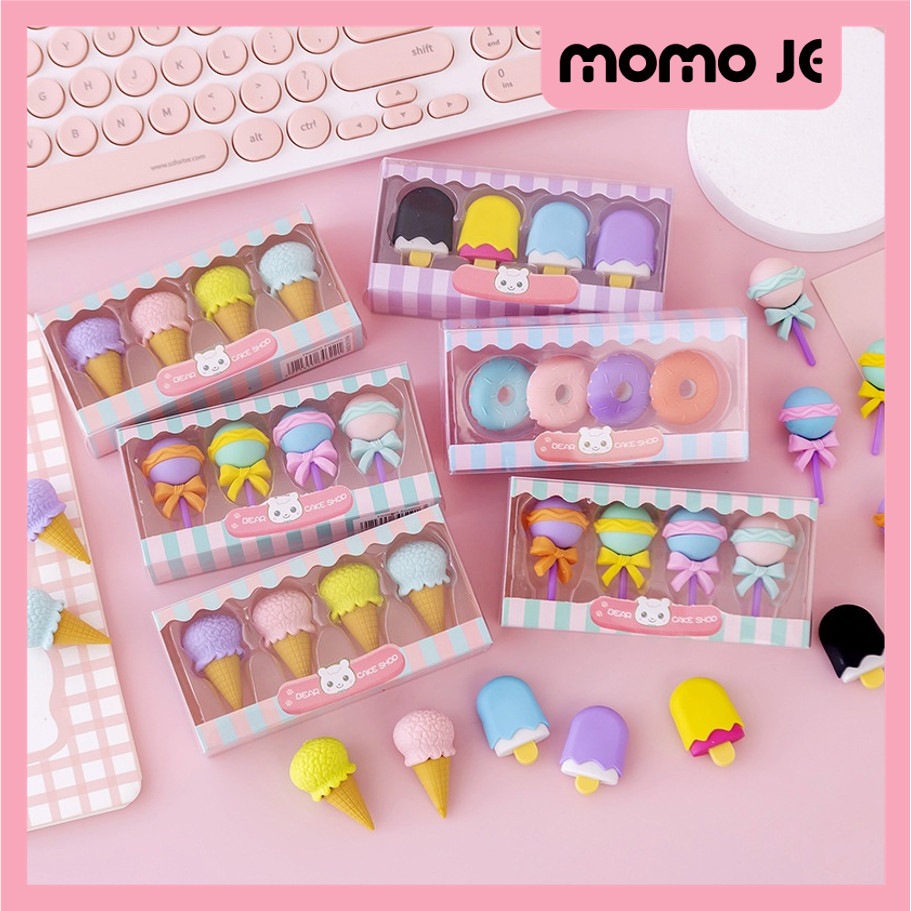 

MOMO JE S5673 Penghapus Set Cute Penghapus Pensil Karakter Lucu Penghapus Pensil Model Ice Cream Donat Lolipop