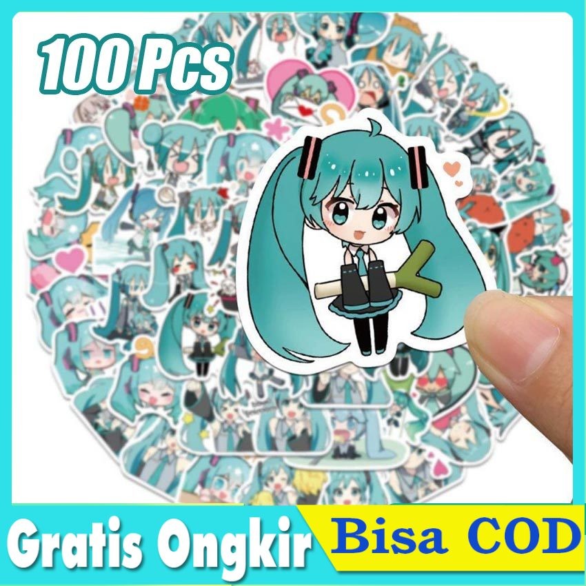 

Stiker Anime Hatsune Miku 100 Lembar - Stiker Glossy Tahan Air Untuk Buku Diary, Laptop, HP Case, Helm