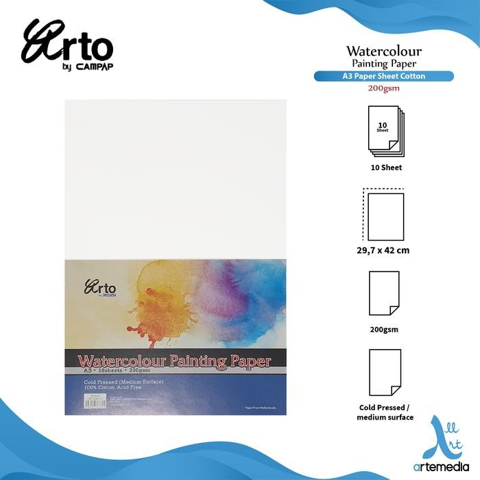 

【M-MT】FLASH SALE!!! Arto A3 Watercolour Paper Sheets - COTTON 200g