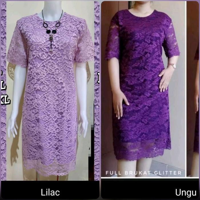 3XL XXL XL L Lilac Purple Dress Man7 Brokat Ungu Brocade Gliter