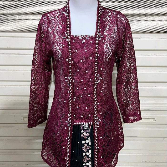 

kebaya kutu baru payet modern - marun, L