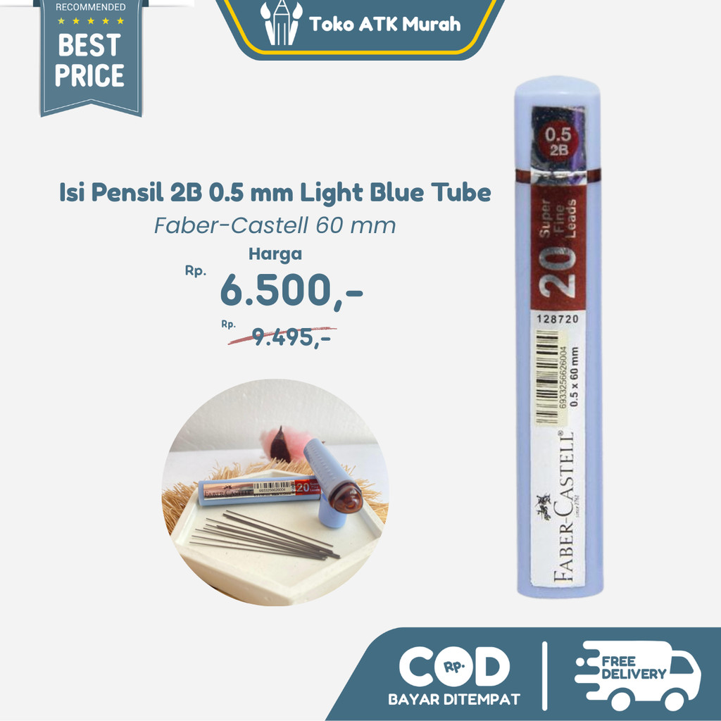 

Isi Pensil 2B 0.5 mm Faber-Castell Lead Superfine Grip - Refill Mechanical Pensil Tube Light Blue