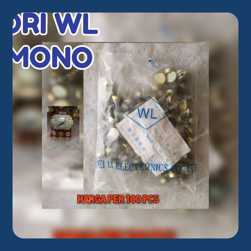potensio mono 50k potensio mono 100k harga  per 100pcs termasuk mur dan ring