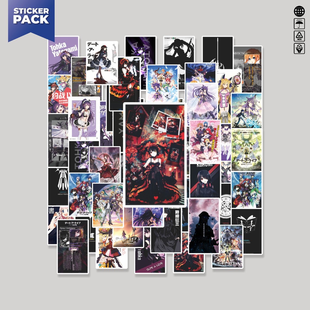 

[100PCS]Stiker Pack Stiker Anime Date A Live Aesthetic Vinyl Anti Air Dekorasi Sticker Laptop Buku Journal Koper Helm Casing HP Gitar Helm Skateboard