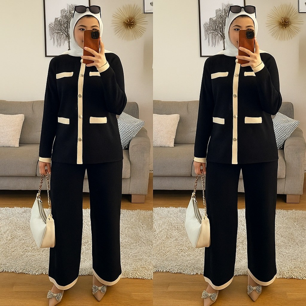 big promo vallina outfit - qiana set wanita muslim all size fit to xl besar matt caramel knit polos