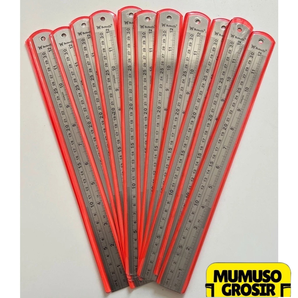

MUMUSO | Penggaris Besi 30cm Butterfly / Safari Brand Stainless Stell Kuat Awet
