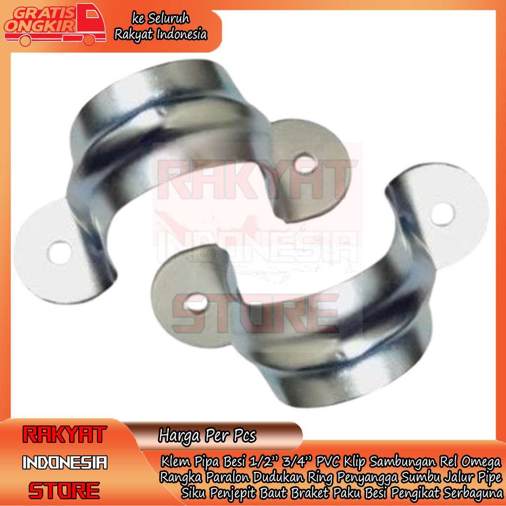 Klip Sambungan Rel Omega Klem Rangka Paralon Dudukan Ring Penyangga Cangkang Alur Sumbu Jalur Penjep