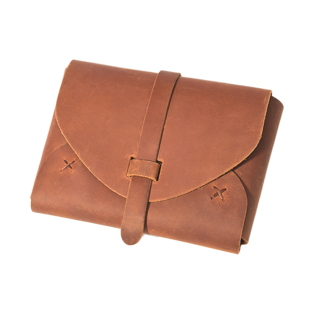 

Vintage Crazy Horse Leather Book Cover Handmade Envelope-Style Protective Sleeve for Journals, Notebooks (13x17.5x3cm) | Persona