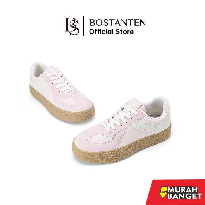 【BOSTANTEN X Popsea】+[Wenny shoes] BOSTANTEN Nami Sepatu Sneakers Wanita Sport Shoes Cream Pink Nyam