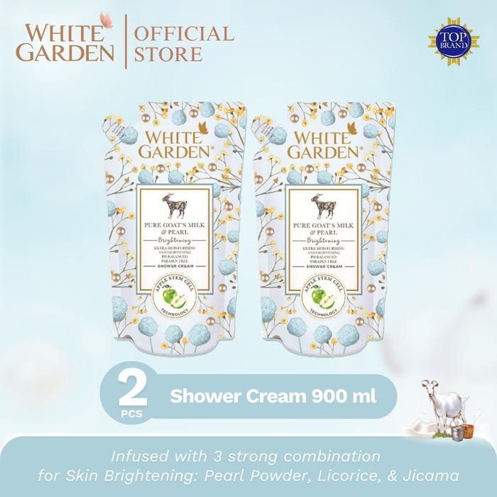 

TWIN PACK 2X WHITE GARDEN GOATS MILK SHOWER CREAM SABUN SUSU KAMBING 900 ML - PURE GOAT'S MILK & PEARL Soap 1706