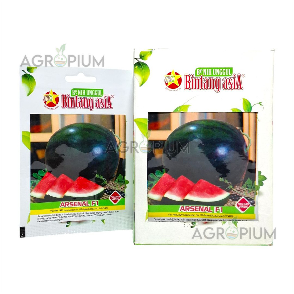 Benih Semangka Hibrida Non Biji ARSENAL F1 Isi 0,3 Gram Bintang Asia