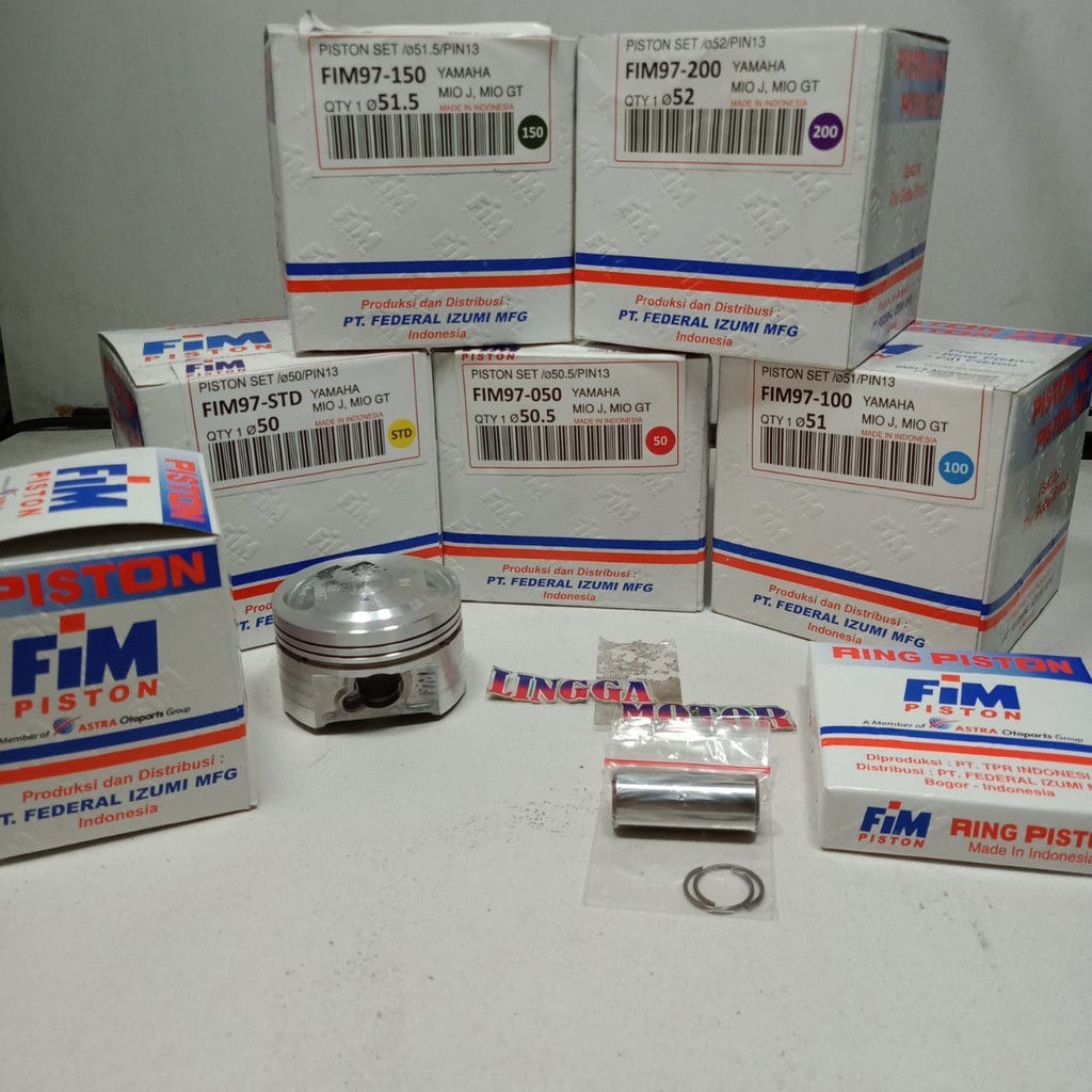 PISTON KIT atau SEHER KIT FIM97 MIO J,GT,SOUL 150cc OS STD - 200 PIN 13 FIM