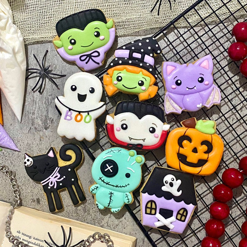 

BIG 8cm Halloween Cookies Cartoon (Halloween / Kukis Collection) - Sugar Cookies / Decorated Cookies / Kukis Hias