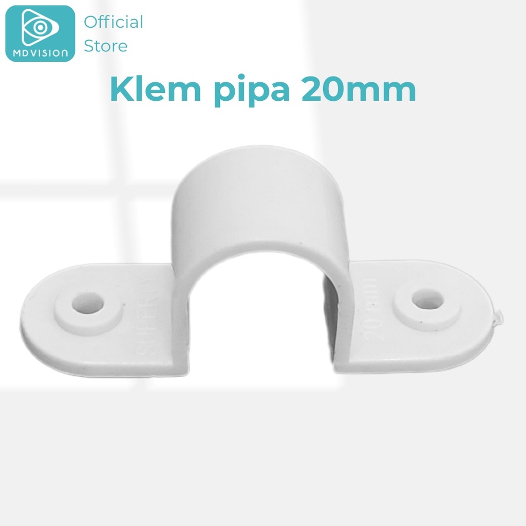 Klem Pipa Listrik 20mm Putih – Penjepit Kabel & Pipa PVC Instalasi Rapi