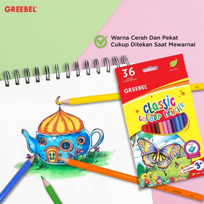 

TERLARIS! GREEBEL Pensil Warna / Colored Pencil / Classic Color Pencils 36 Warna (7036) / Warna Lebih Nyata