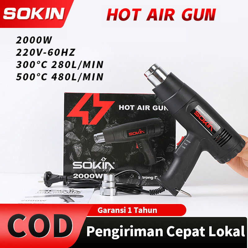 SOKIN ( 12 bulan)  Hot Air Gun Mesin Pemanas Pistol Angin Panas1600w Dryer Heat Solder Thermal Heat 