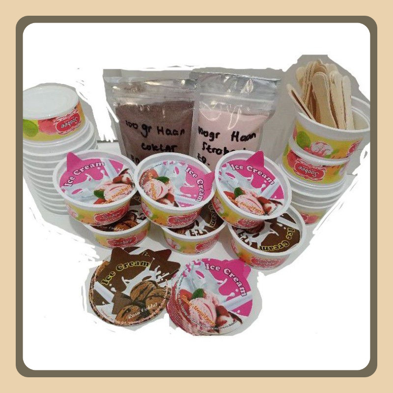 

Termurah 2 Rasa (2@100gr Bubuk Es Krim Haan) Paket Es Krim Lengkap / Paket Usaha Es Krim