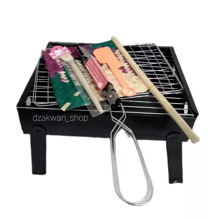 Panggangan Sate Sosis Jagung Ayam Free Panggangan Jepit Kipas Kuas Capitan Stainless/ Bakaran Arang/