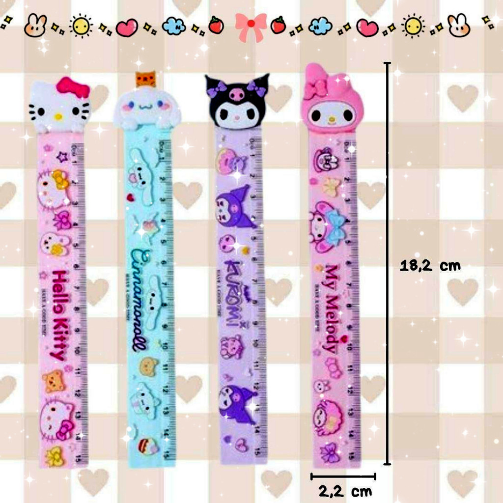 

[ CRATK ] PENGGARIS MOTIF PANJANG 15CM UJUNG BULAT KAWAII