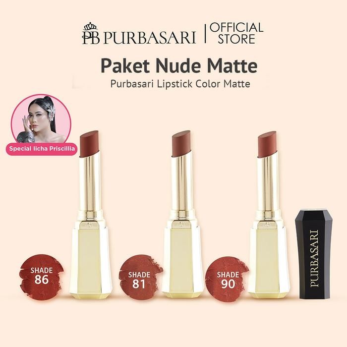 [GET 3] ICHA PRISCILIA x Purbasari Lipstick Color Matte  Lipstik - CM81-CM90-CM86