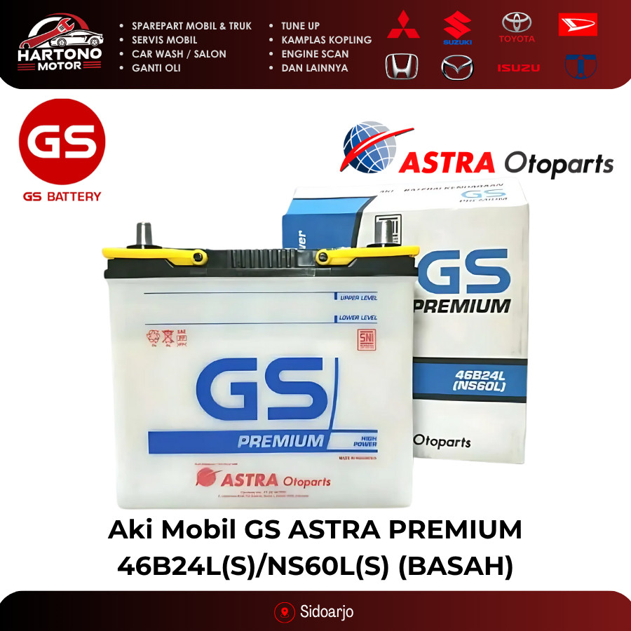 Aki Mobil GS ASTRA PREMIUM 46B24L(S)/NS60L(S) (BASAH)