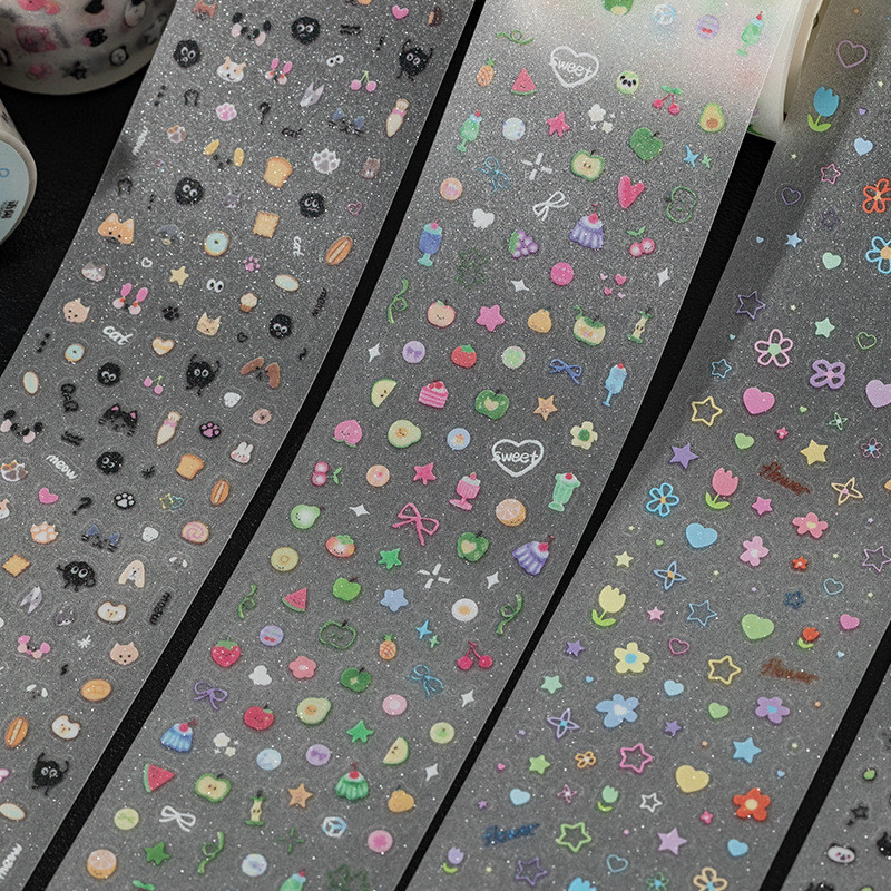 

[HARU] Rainbow Soft Candy Series Sticker Roll Stiker Gulungan Lucu Motif Cartoon Journaling Kit