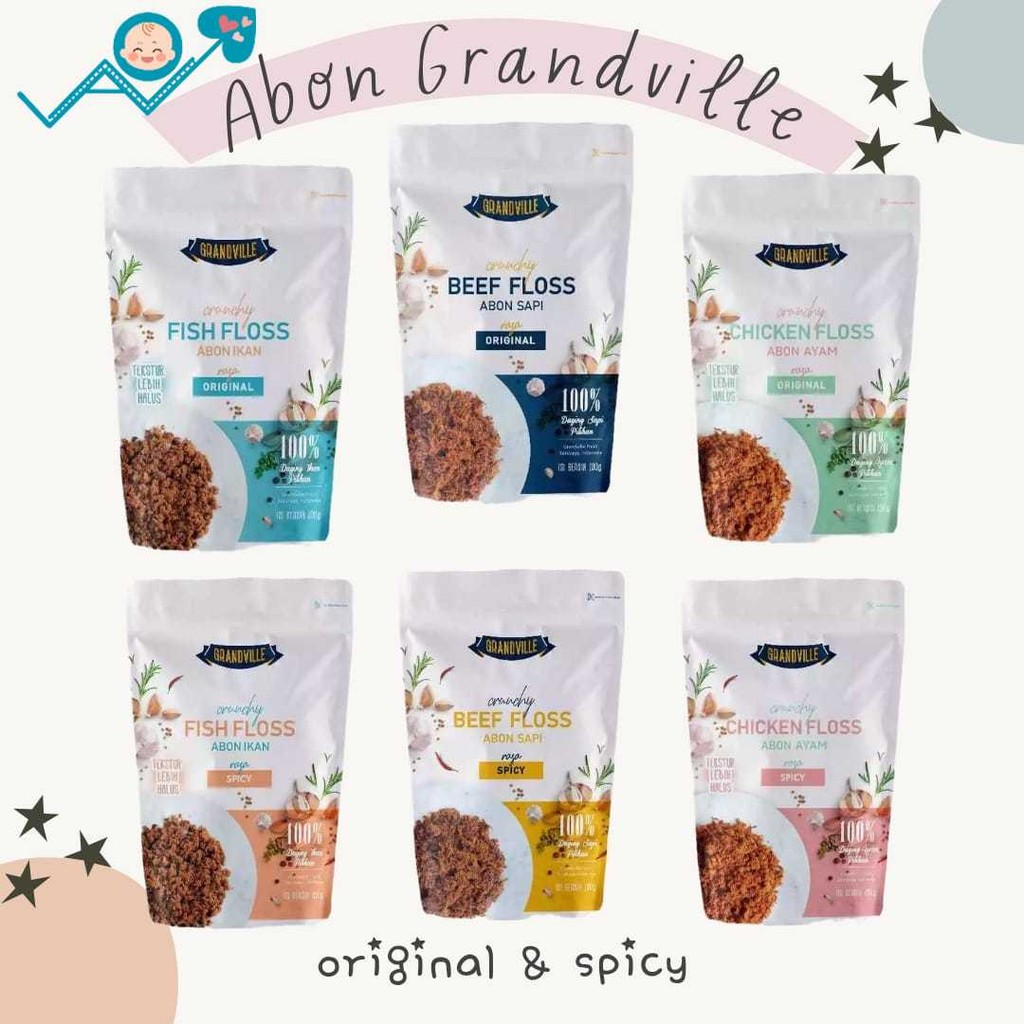

Grandville Abon sapi ayam ikan 100gr crunchy floss beef chicken fish original spicy mpasi anak bayi