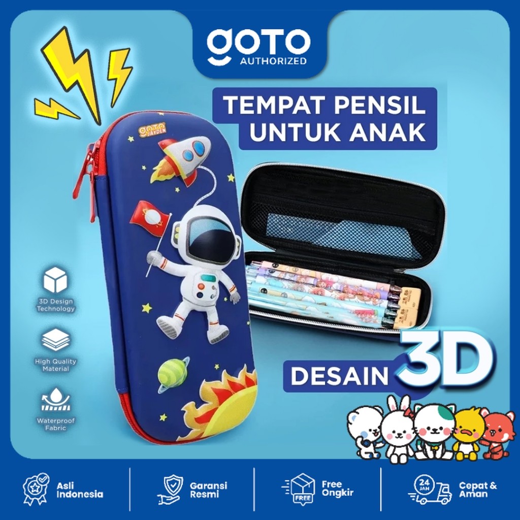 

Goto Jayden Kotak Pensil Anak Tempat Alat Tulis 3D Karakter Timbul