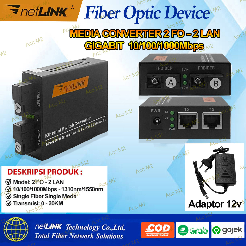 Media Converter Fiber Optic Gigabit NETLINK 2 FO 2 LAN, 2 FO 4 LAN, 2 FO 6 LAN, 3 FO 3 LAN, 4 FO 4 L