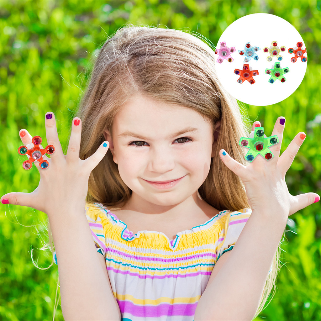 6 Pcs Luminous Rings Glowing Cartoon Flashing Finger Rings Kids  ild Party Favor Toys Beauty Hair Ac