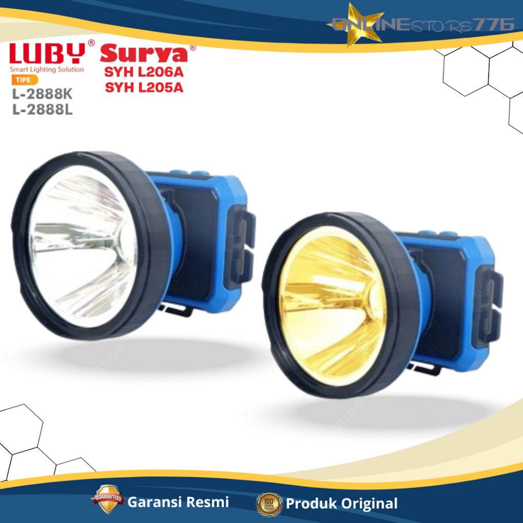 SENTER KEPALA SURYA 205A / 206A / LUBY L2888 / HEADLAMP LUBY L2888  / L2888 / L-2888 / RECHARGEABLE