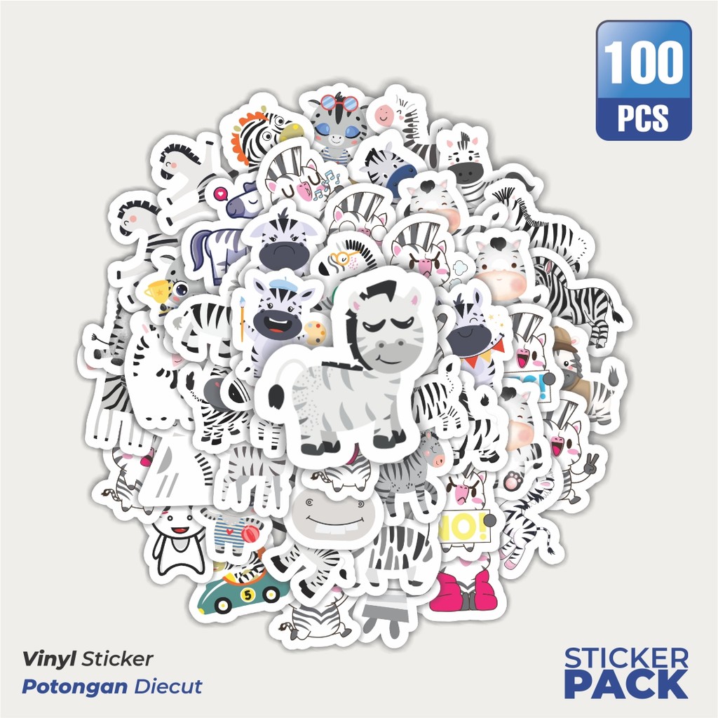 

Stiker Vinyl Sticker Hewan Zebra Waterproof Aesthetic- Untuk Laptop, Motor, dan Helm - Paper Stationery Pack