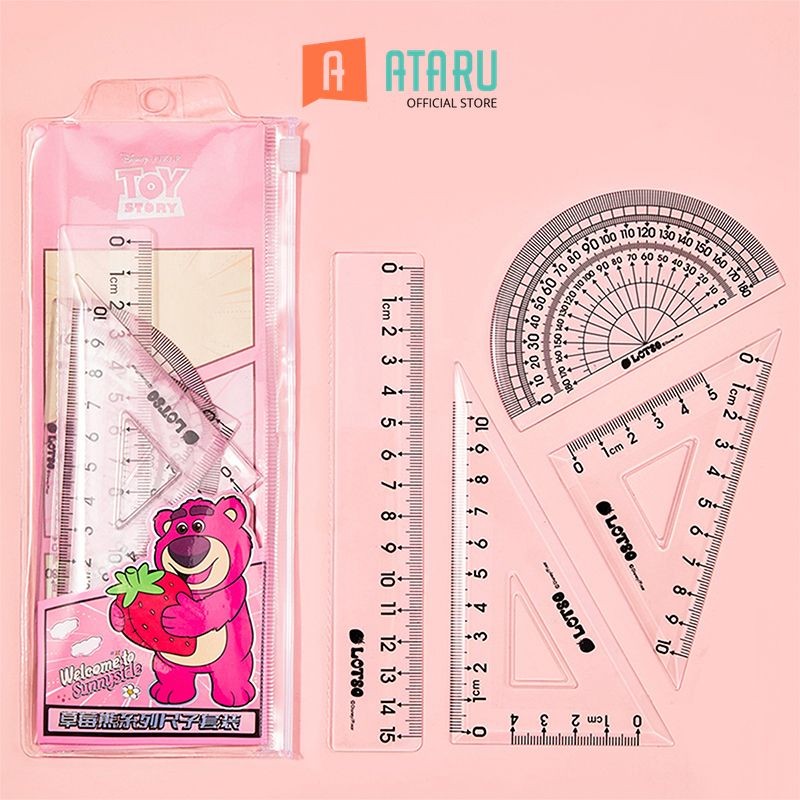 

Ataru Set 4 Pcs Penggaris Lotso - Pink Ruler Alat Pengukur Peralatan Tulis Sekolah Dan Kantor